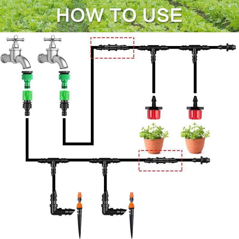 iMopo Drip Irrigation Coupling Fittings-110 Pieces Couplers for 1/4    Tubing,Barbed Connectors for Drip or Sprinkler systems - Image 5